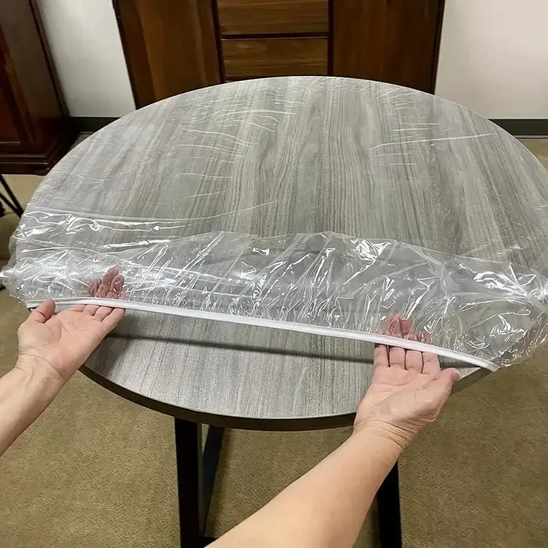 Kids Outdoor Folding Table - Toalha de mesa elástica redonda transparente