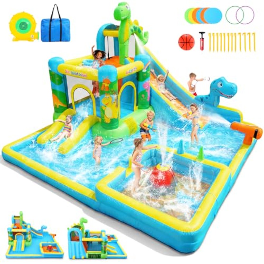 Kids Outdoor House - Escorregador inflável aquático para quintal: castelo
