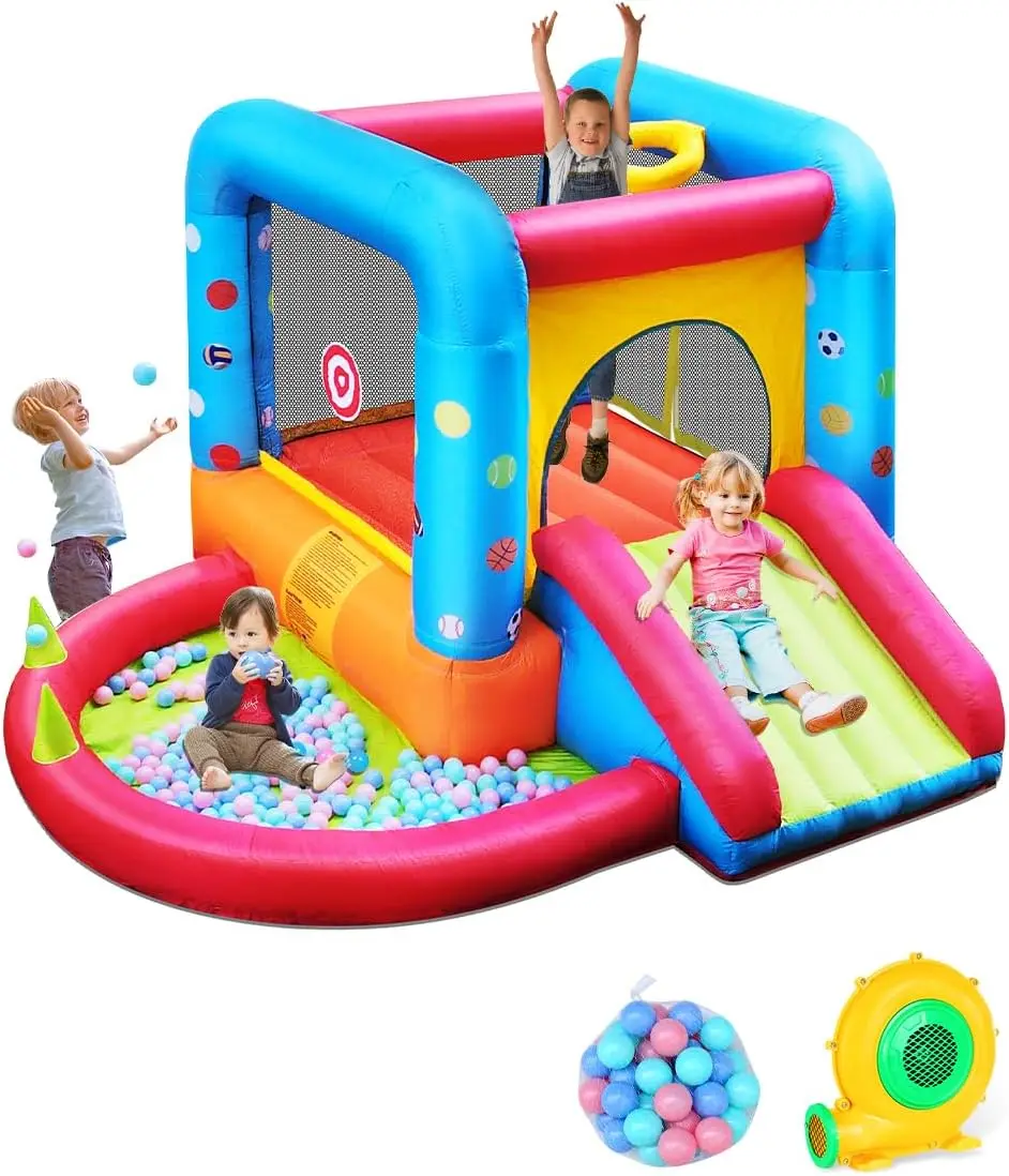 Kids Outdoor House - Castelo Inflável Step4Fun, Escorregador para Crianças,