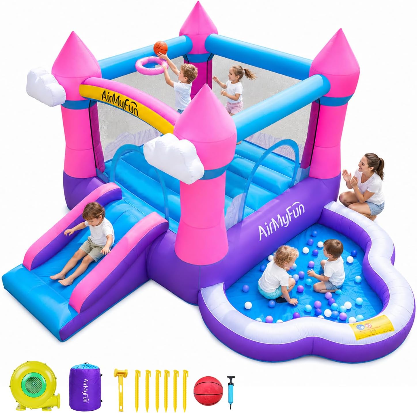 Kids Outdoor Water - Castelo Inflável Rosa para Crianças de