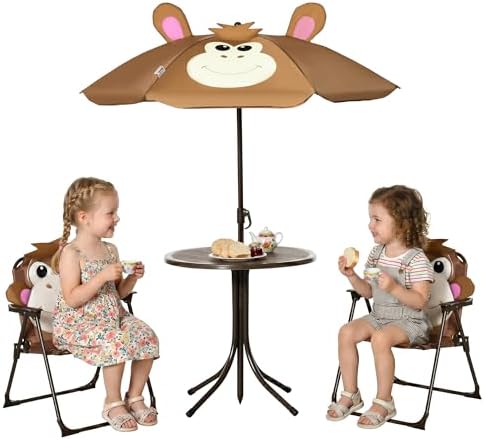 Kids Outdoor Folding Table - Conjunto de Mesa e Cadeiras para