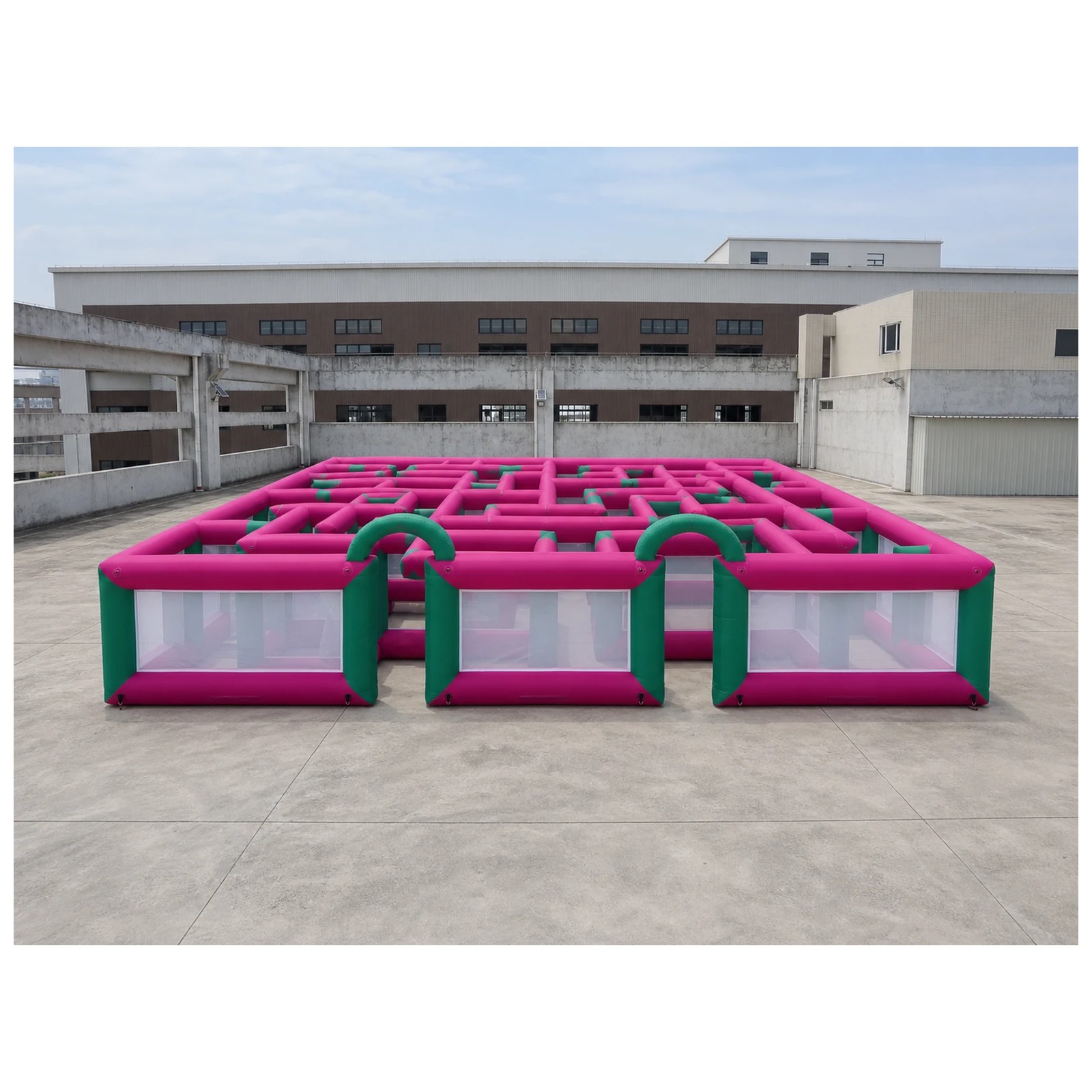 Kids Outdoor Party Venue - Grande Labirinto Inflável de Malha Verde