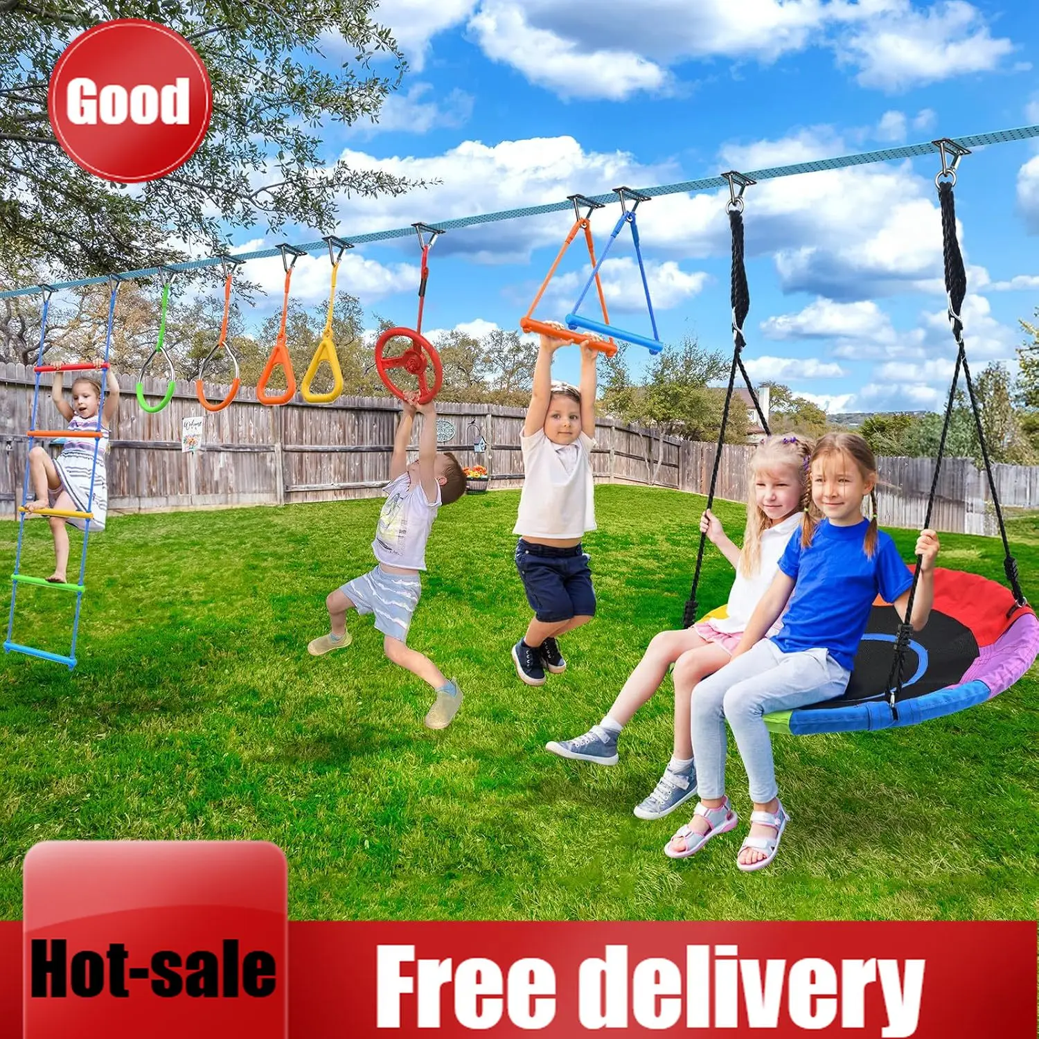Kids Outdoor Ninja Course - Conjunto de Balanço Hapfan 50 FT