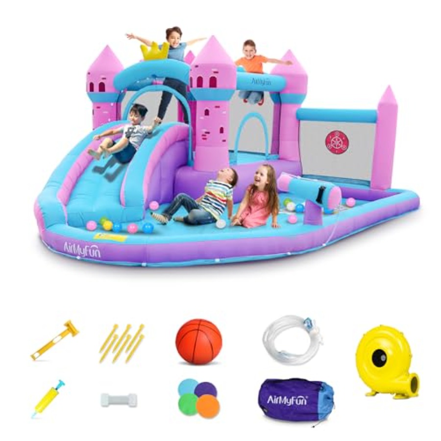 Kids Outdoor House - Tobogã inflável para quintal com piscina