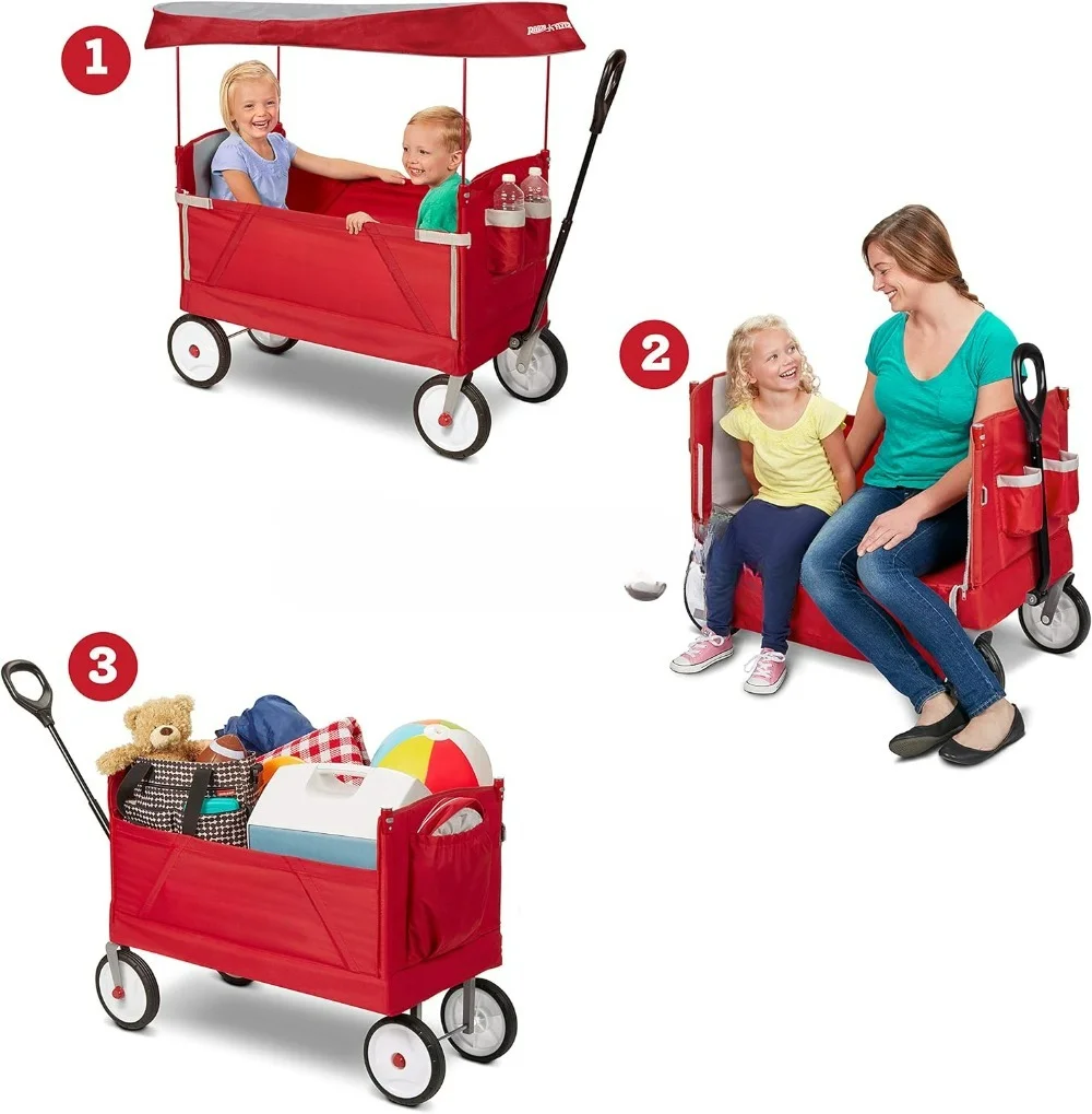 Vagão dobrável 3 em 1 EZ, dobr - Kids Outdoor Wagon avaliação e preço