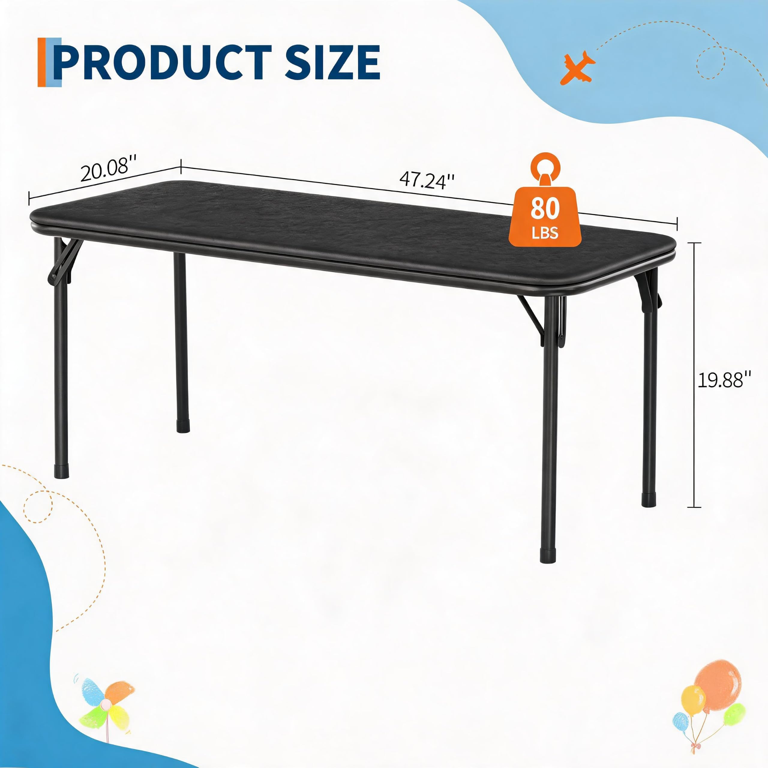 Mesa Retangular Dobrável de 47 - Kids Outdoor Folding Table avaliação e preço